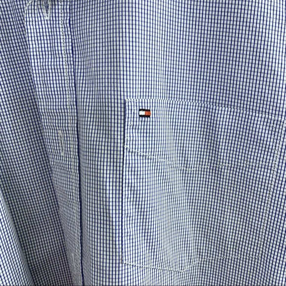 TOMMY HILFIGER • Men’s Custom Fit Blue, White Long Sleeve Checkered 80s 2PLY - Picture 5 of 13